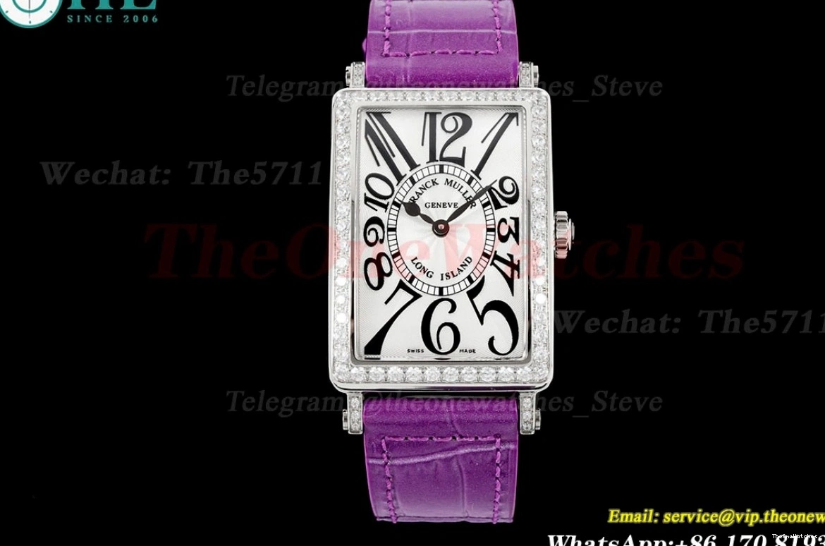 White LE Quartz Diamond Long APSF Island SS Ladies Bezel Dial 0109